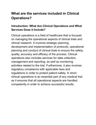 what are the services included in clinical