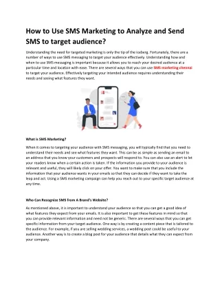 How to Use SMS Marketing to Analyze and Send SMS to target audience