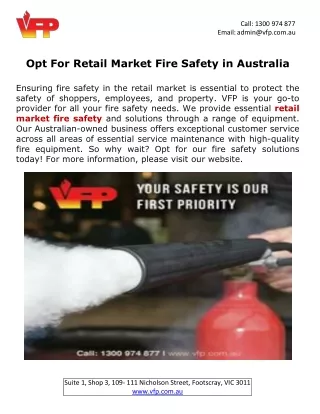 Opt For Retail Market Fire Safety in Australia