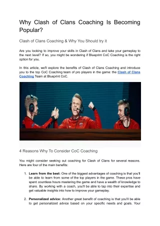 Why Clash of Clans Coaching Is Becoming Popular?