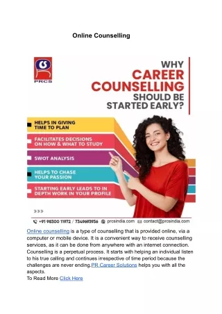 Online Counselling | PR Career Solutions