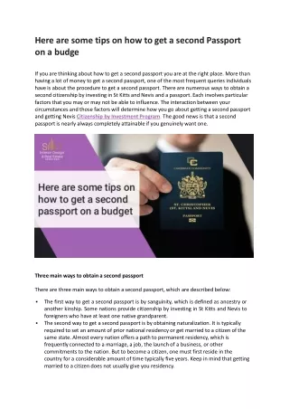 Here are some tips on how to get a second passport on a budget