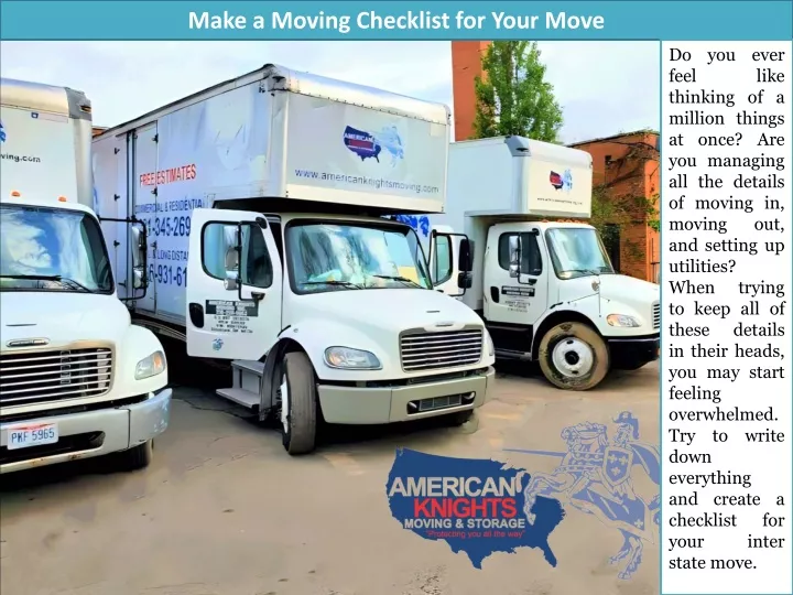 make a moving checklist for your move