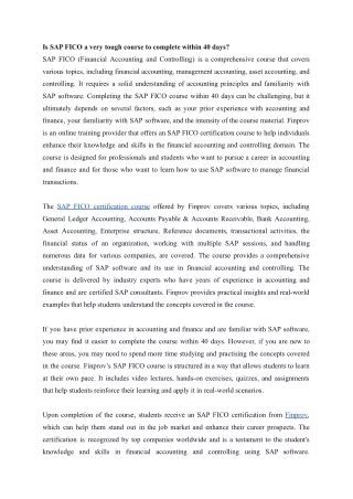 is sap fico a very tough course to complete