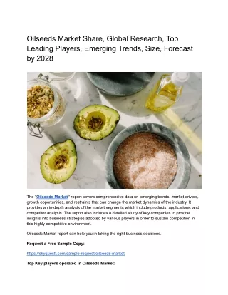 Oilseeds Market Share, Global Research, Top Leading Players & Emerging Trends