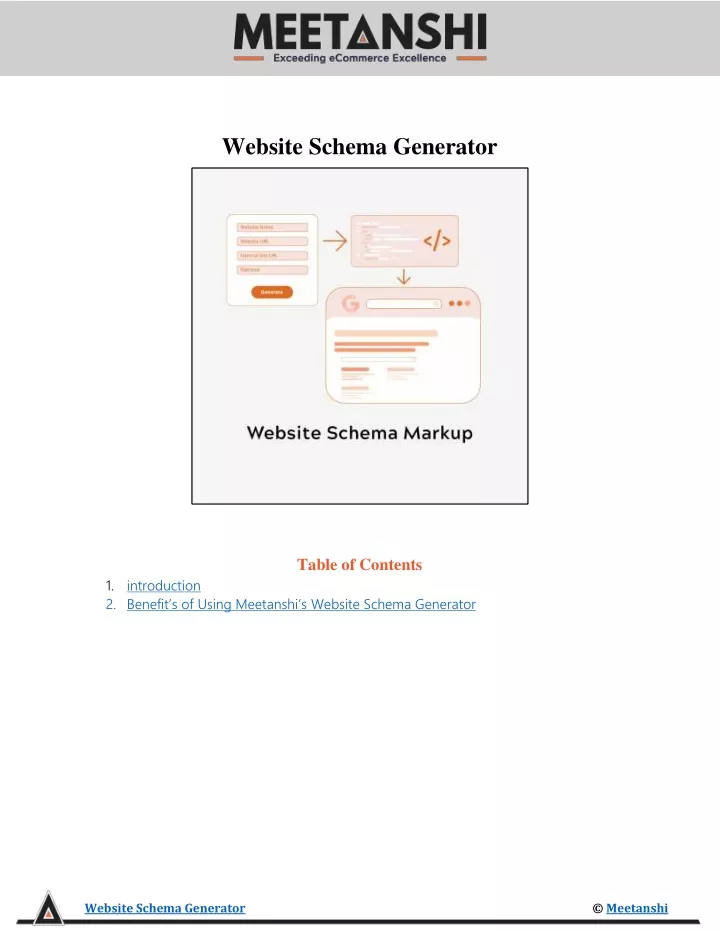 website schema generator table of contents