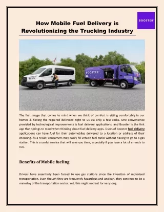 How Mobile Fuel Delivery is Revolutionizing the Trucking Industry