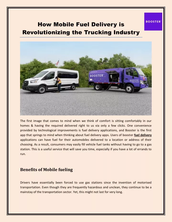 how mobile fuel delivery is revolutionizing