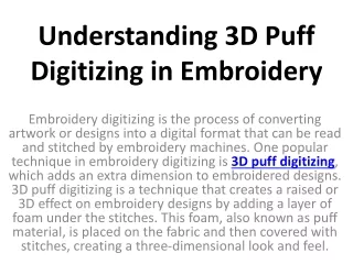 Understanding 3D Puff Digitizing in Embroidery