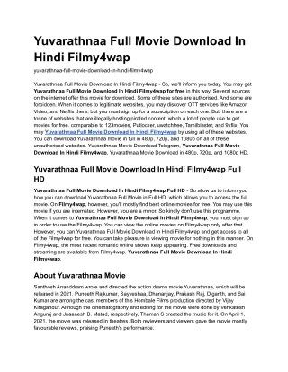 Yuvarathnaa Full Movie Download In Hindi Filmy4wap