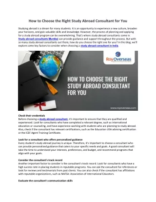 How to Choose the Right Study Abroad Consultant for You