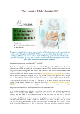 What you need to do before Ramadan 2023