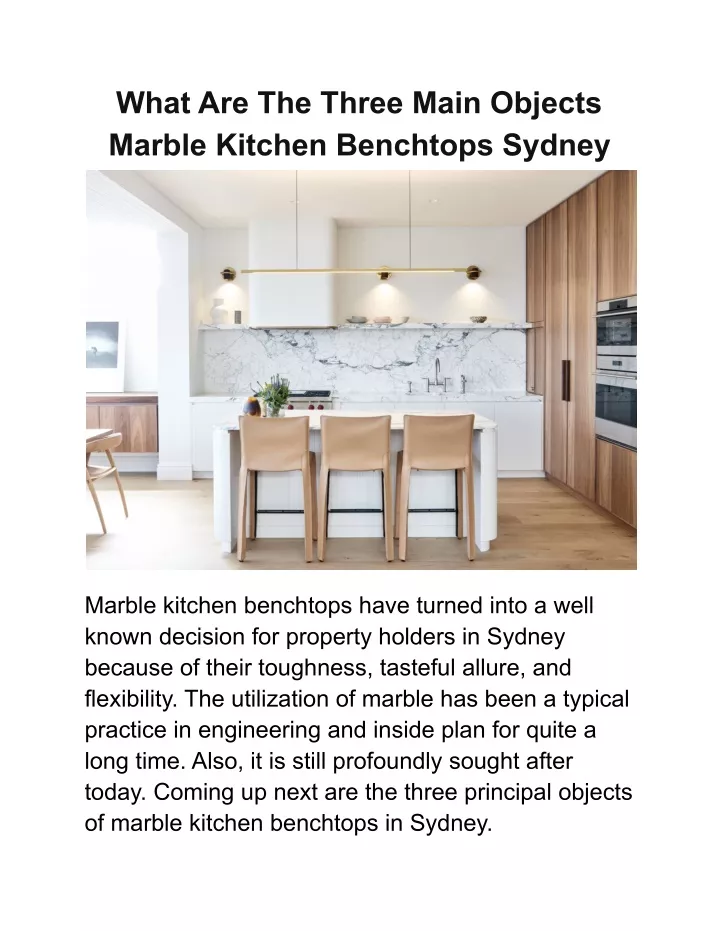 what are the three main objects marble kitchen