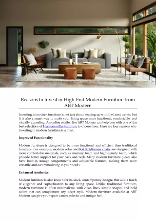 Reasons to Invest in High-End Modern Furniture from ABT Modern