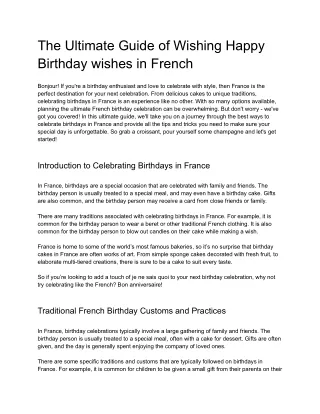The Ultimate Guide of Wishing Happy Birthday wishes in French