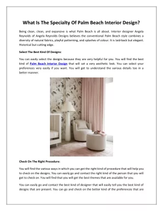 What Is The Specialty Of Palm Beach Interior Design?