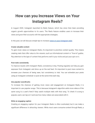 How can you Increase Views on Your Instagram Reels_