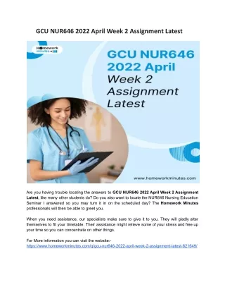 gcu nur646 2022 april week 2 assignment latest