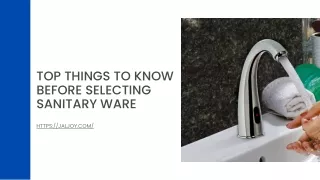 Top Things To Know Before Selecting Sanitary Ware