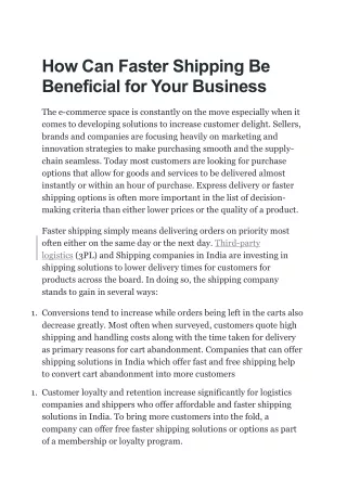 How Can Faster Shipping Be Beneficial for Your Business