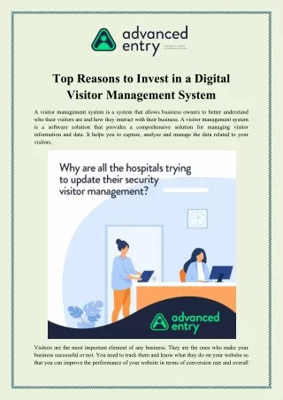Top Reasons to Invest in a Digital Visitor Management System