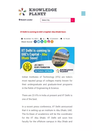 IIT Delhi is coming to Abu Dhabi soon - knowledge Planet