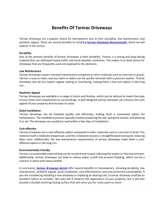 Benefits Of Tarmac Driveways