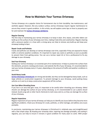 how to maintain your tarmac driveway