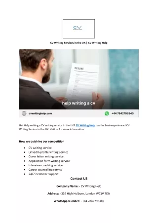 CV Writing Services in the UK