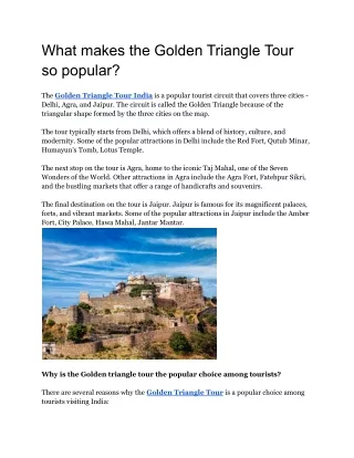What makes the Golden Triangle Tour so popular