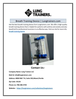 Breath Training Device | Lungtrainers.com
