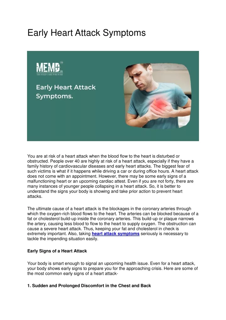 early heart attack symptoms