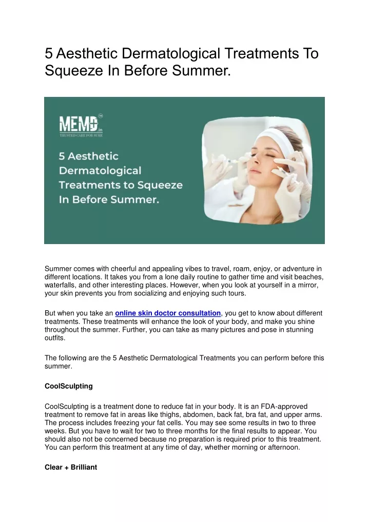 5 aesthetic dermatological treatments to squeeze