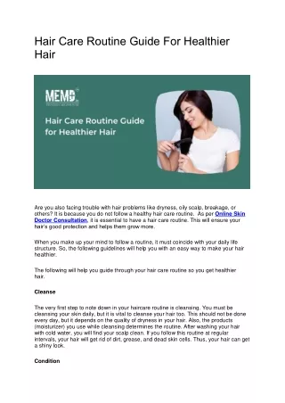 Hair Care Routine Guide For Healthier Hair