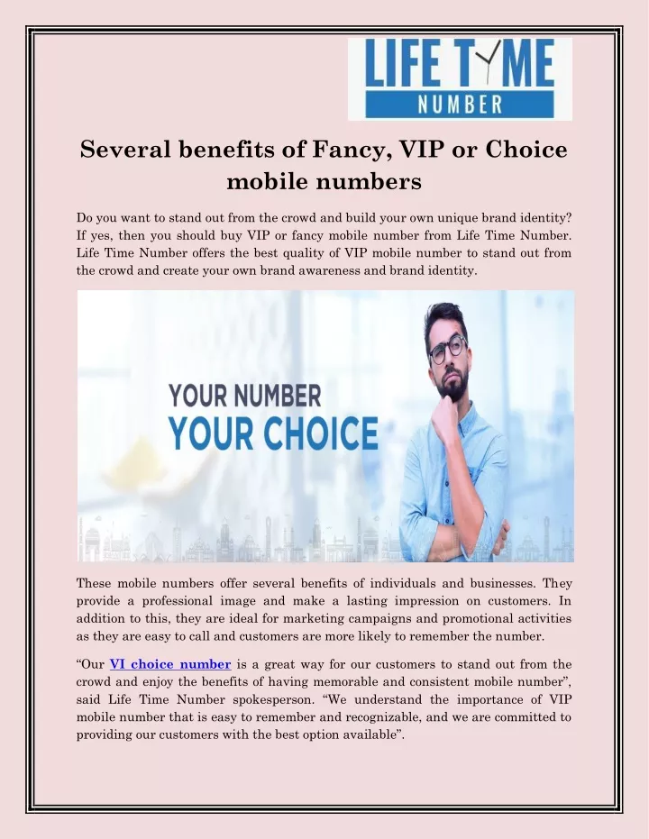 several benefits of fancy vip or choice mobile