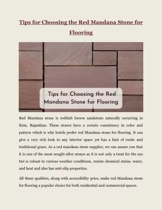 Tips for Choosing the Red Mandana Stone for Flooring