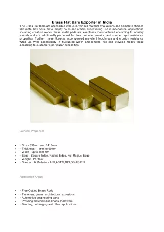 Brass Flat Bars Exporter in India