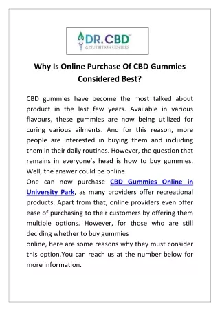 Get The Finest CBD Gummies Online In University Park