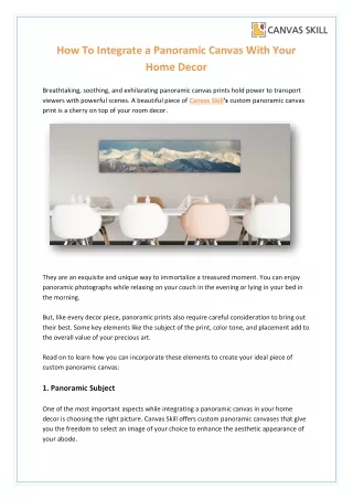 How To Integrate a Panoramic Canvas With Your Home Decor
