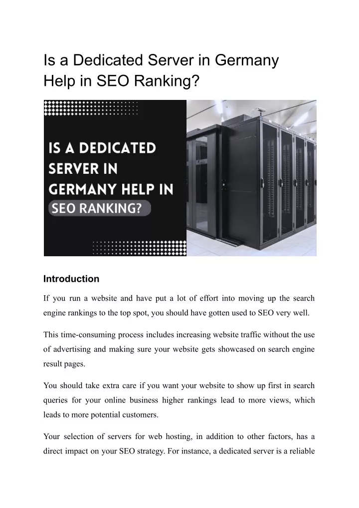 is a dedicated server in germany help