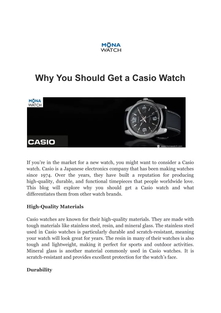 why you should get a casio watch