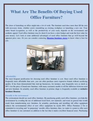 What Are The Benefits Of Buying Used Office Furniture?