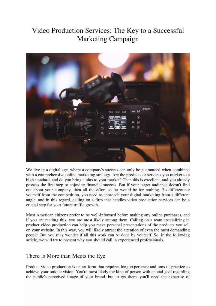 video production services the key to a successful