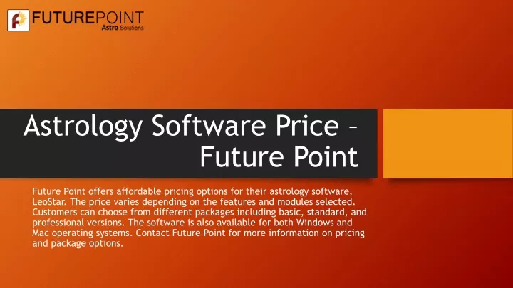 a strology s oftware price future point