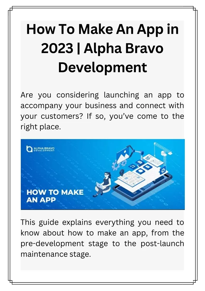 how to make an app in 2023 alpha bravo development