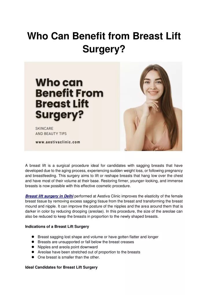 who can benefit from breast lift surgery