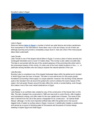 Excellent Lakes In Egypt