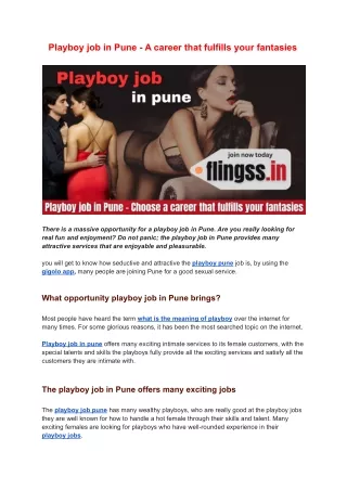 Playboy job in Pune - A career that fulfills your fantasies