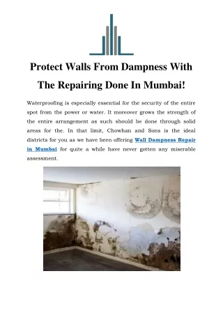 Wall Dampness Repair in Mumbai Call-9029469931