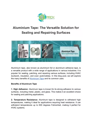 Aluminium Tape_ The Versatile Solution for Sealing and Repairing Surfaces